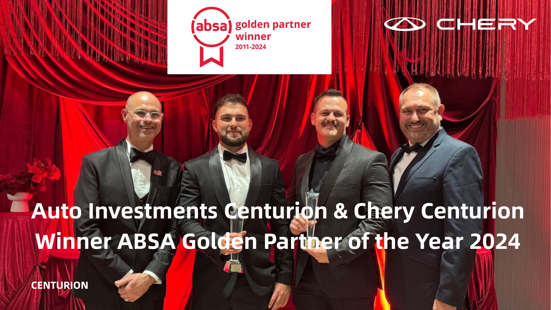 Auto Investments Motor Group Celebrates Auto Investments Centurion and Chery Centurion’s ABSA Golden Partner Award Victory.